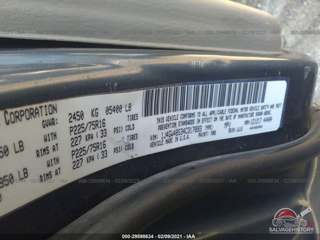 1J4GW48S34C317893 2004 JEEP GRAND CHEROKEE photo no. 9