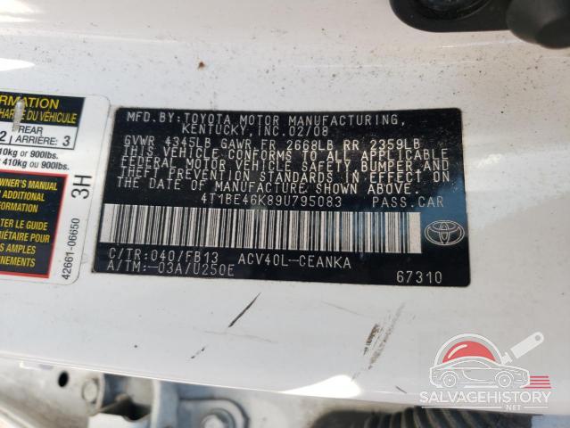4T1BE46K89U795083 2009 TOYOTA CAMRY photo no. 12