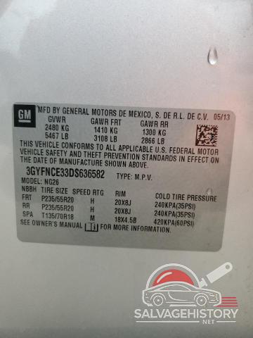 3GYFNCE33DS636582 2013 CADILLAC SRX photo no. 13