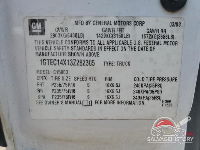 1GTEC14X13Z282305 2003 GMC SIERRA photo no. 13