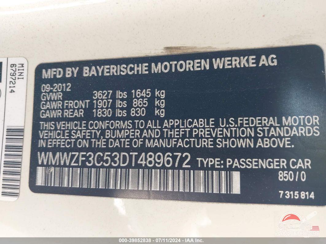 WMWZF3C53DT489672 2013 MINI CLUBMAN photo no. 9