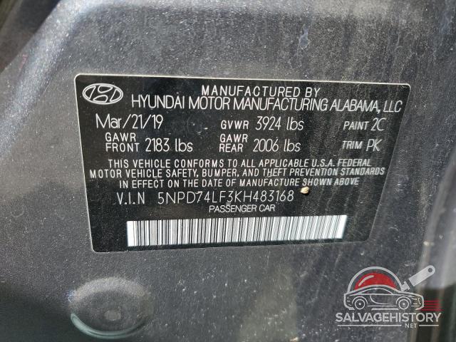 5NPD74LF3KH483168 2019 HYUNDAI ELANTRA photo no. 12