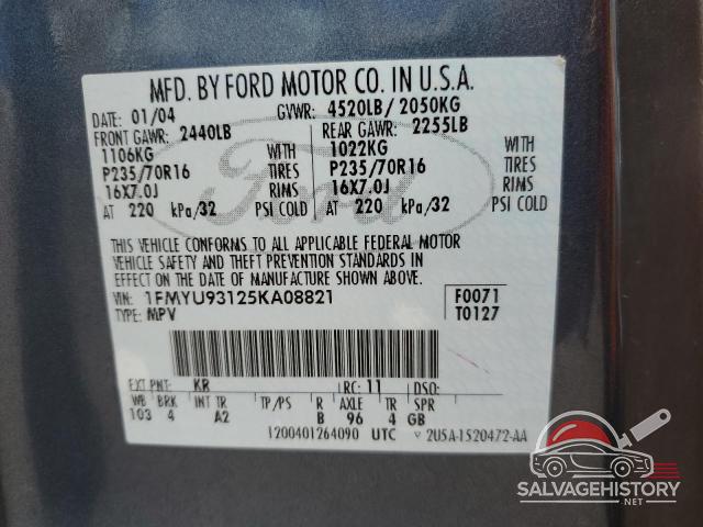 1FMYU93125KA08821 2005 FORD ESCAPE photo no. 14