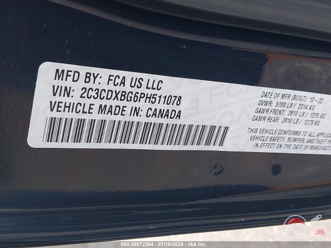 2C3CDXBG6PH511078 2023 DODGE CHARGER photo no. 9