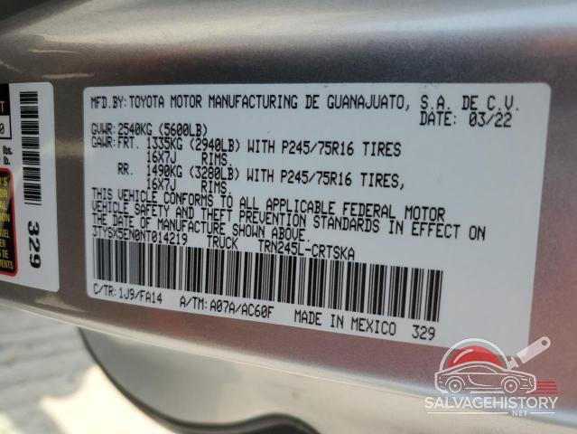 3TYSX5EN0NT014219 2022 TOYOTA TACOMA photo no. 12