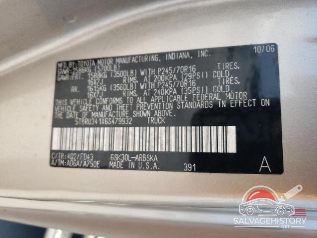 5TBRU341X6S479932 2006 TOYOTA TUNDRA photo no. 12
