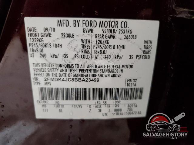 2FMDK4JC8BBA23499 2011 FORD EDGE photo no. 12