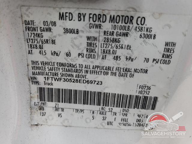 1FTWF30528ED69723 2008 FORD F350 photo no. 12