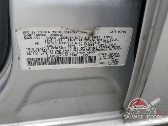 JTEHH20V716010246 2001 TOYOTA RAV4 photo no. 12