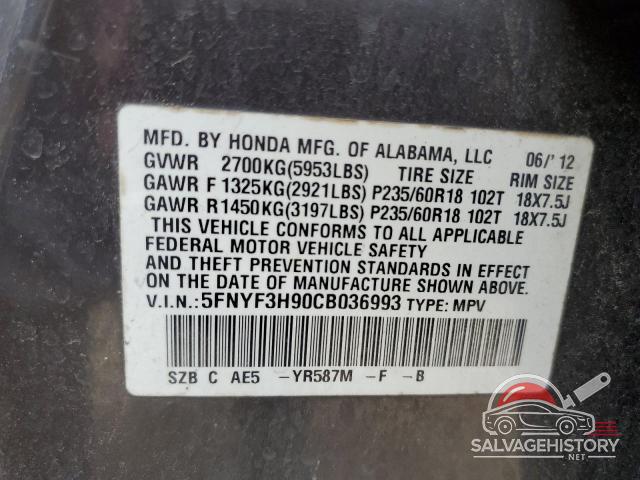 5FNYF3H90CB036993 2012 HONDA PILOT photo no. 13
