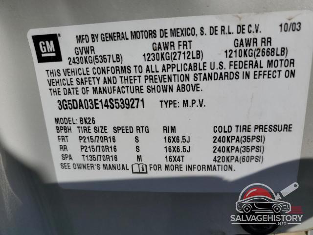 3G5DA03E14S539271 2004 BUICK RENDEZVOUS photo no. 13