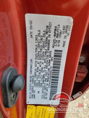 JTEHF21A320085175 2002 TOYOTA HIGHLANDER photo no. 13