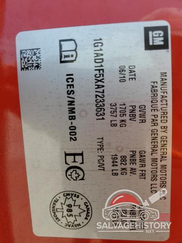 1G1AD1F5XA7233631 2010 CHEVROLET COBALT photo no. 12