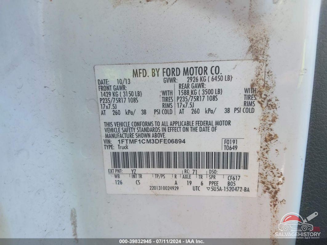 1FTMF1CM3DFE06894 2013 FORD F-150 photo no. 9