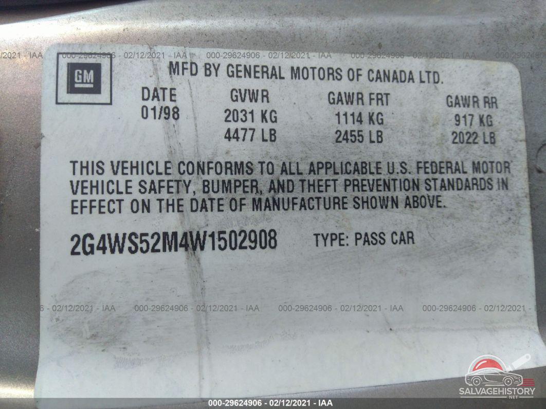 2G4WS52M4W1502908 1998 BUICK CENTURY photo no. 9