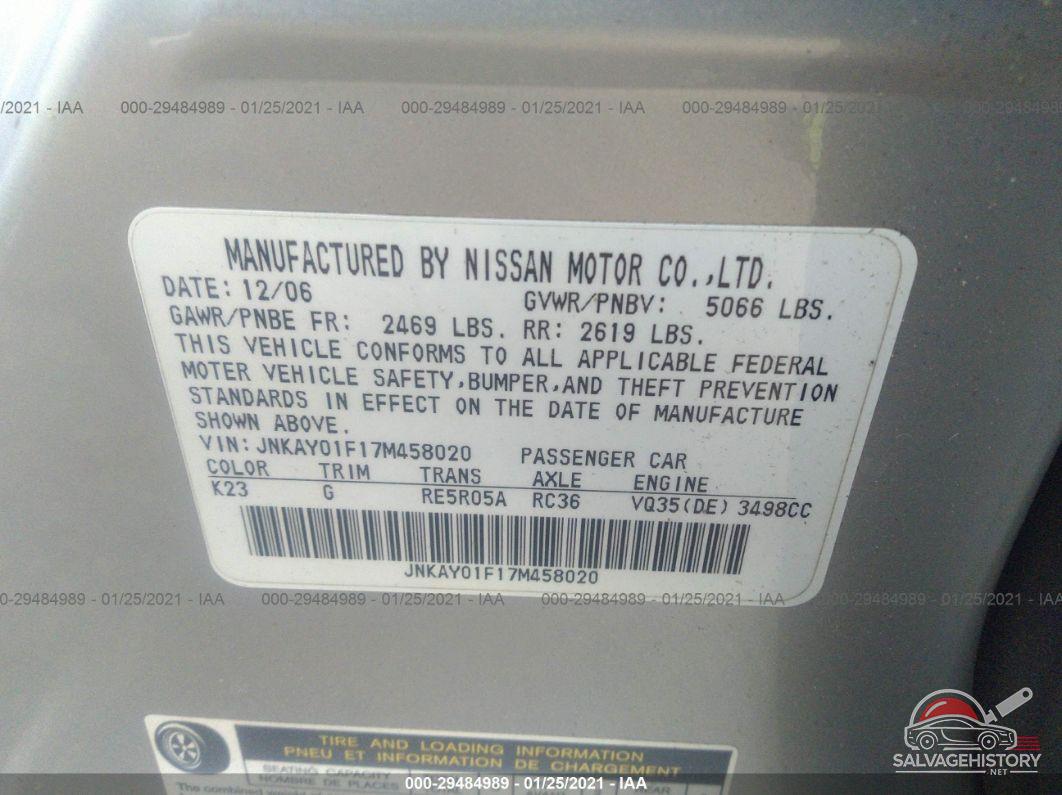 JNKAY01F17M458020 2007 INFINITI M35 photo no. 9