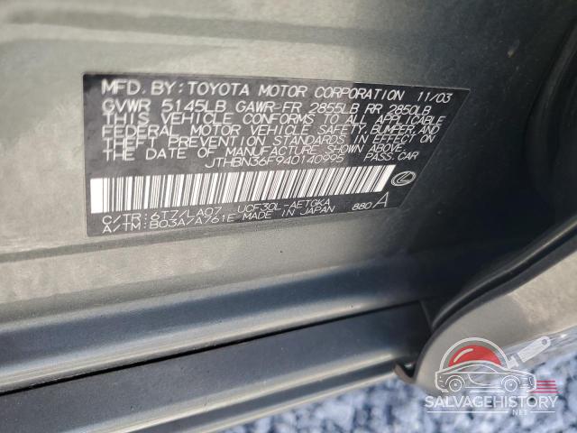JTHBN36F940140995 2004 LEXUS LS430 photo no. 12