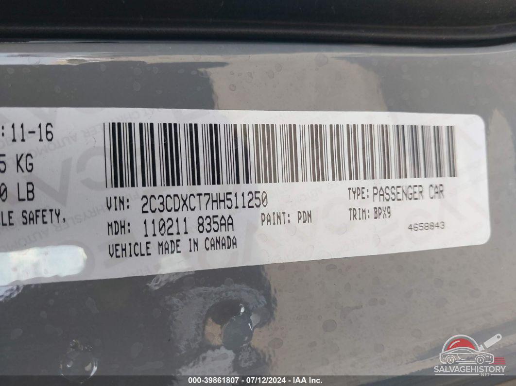 2C3CDXCT7HH511250 2017 DODGE CHARGER photo no. 9