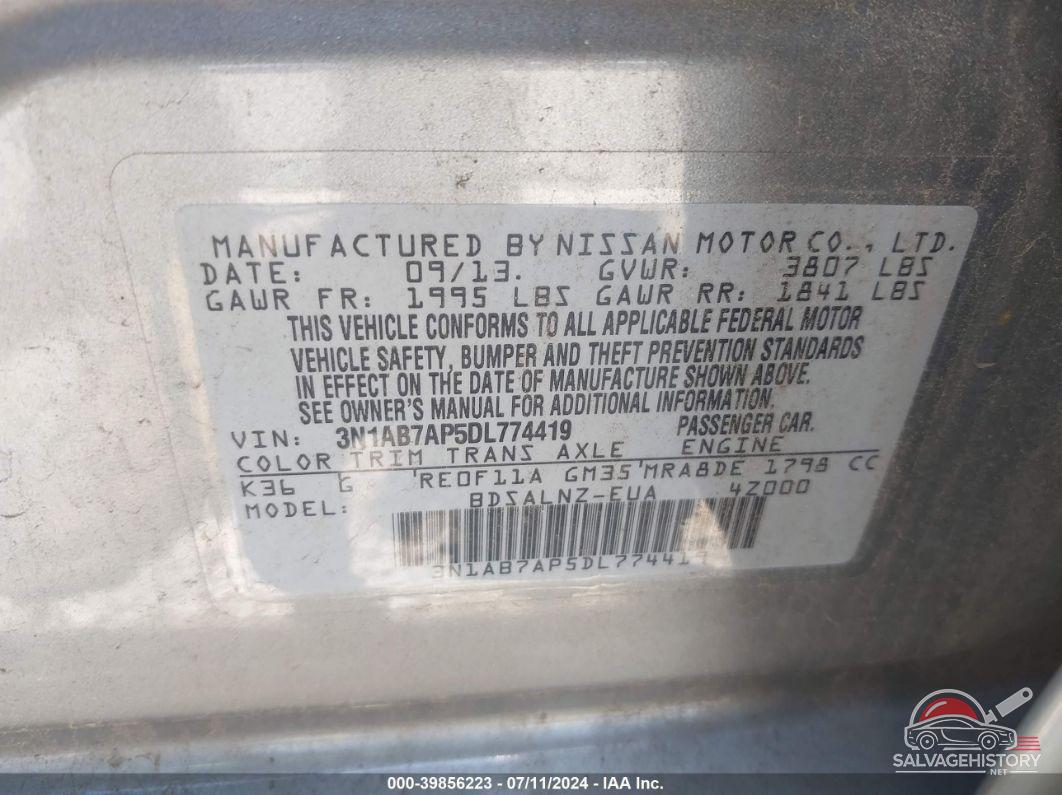3N1AB7AP5DL774419 2013 NISSAN SENTRA photo no. 9