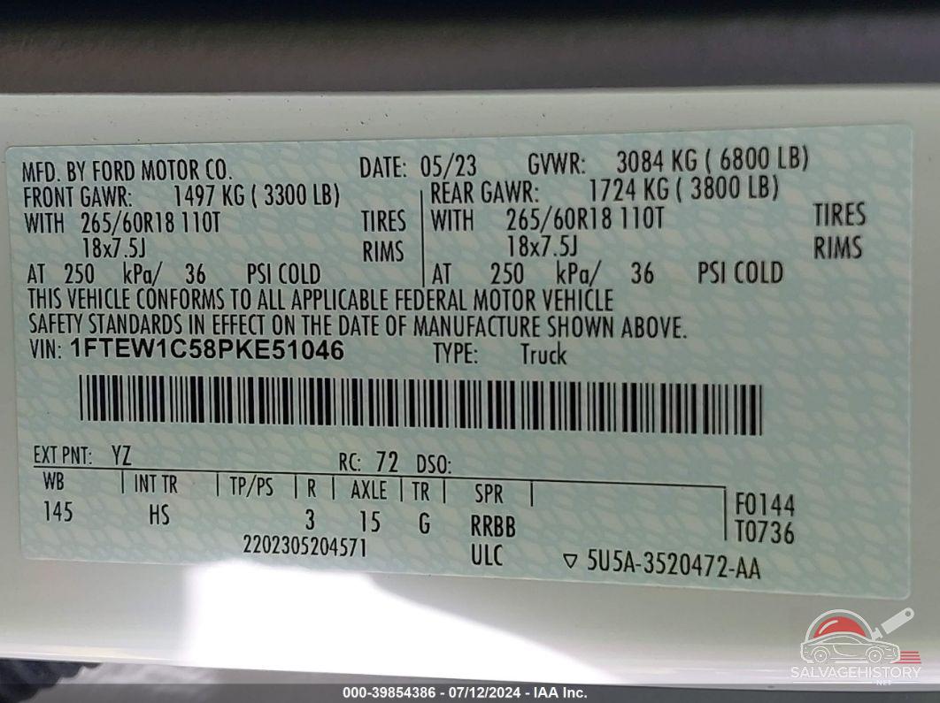 1FTEW1C58PKE51046 2023 FORD F150 photo no. 9