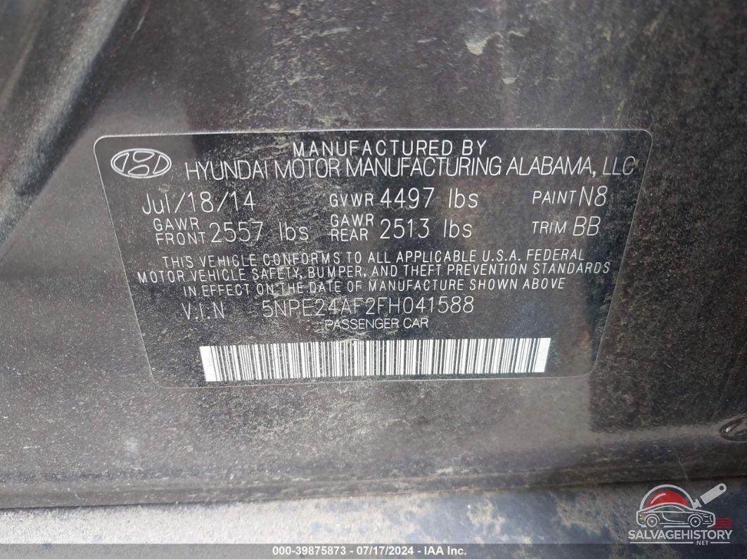 5NPE24AF2FH041588 2015 HYUNDAI SONATA photo no. 9