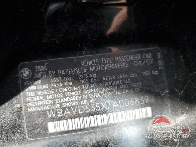 WBAVD535X7A006839 2007 BMW 3 SERIES photo no. 12