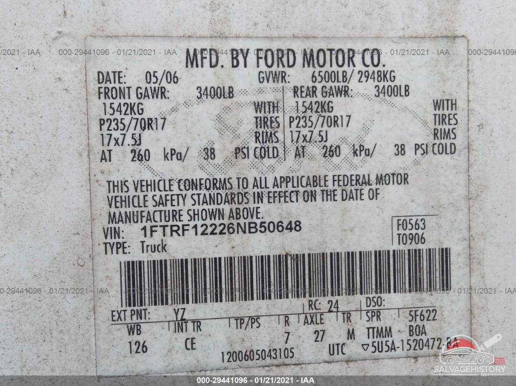 1FTRF12226NB50648 2006 FORD F-150 photo no. 9