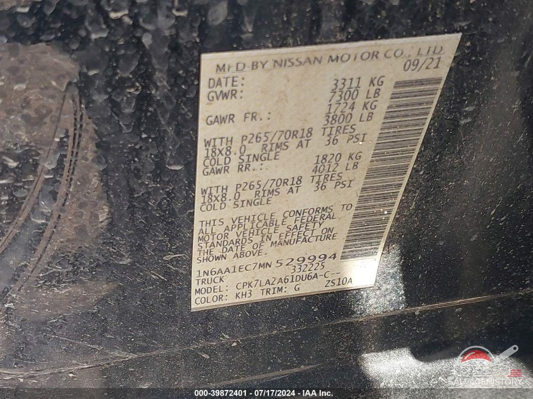 1N6AA1EC7MN529994 2021 NISSAN TITAN photo no. 9