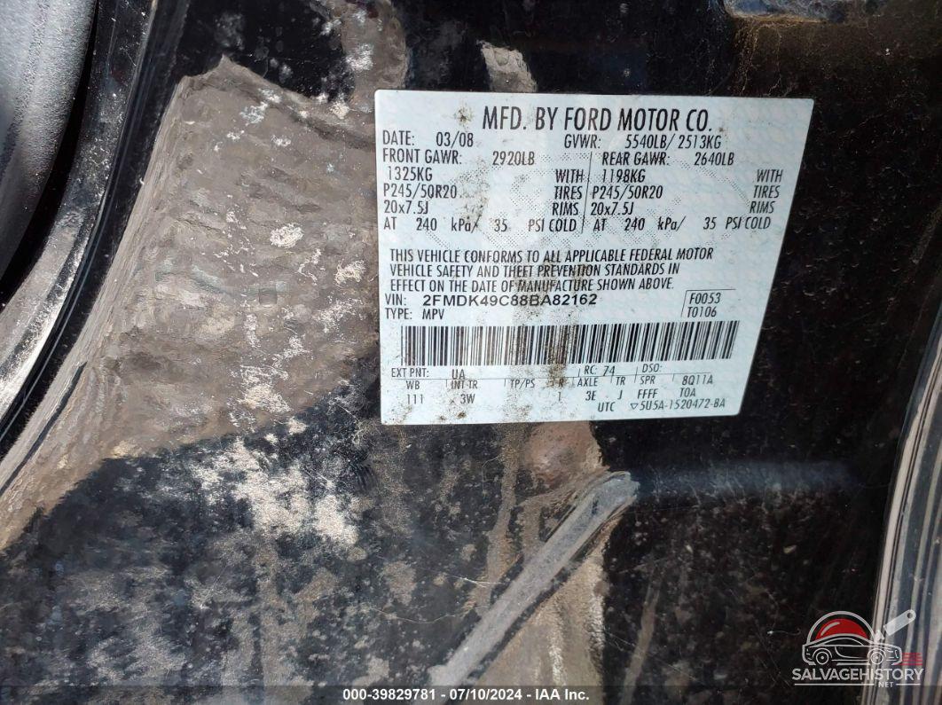 2FMDK49C88BA82162 2008 FORD EDGE photo no. 9