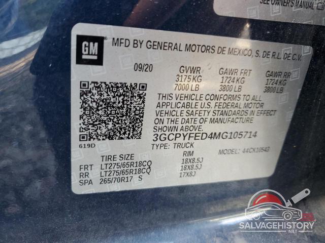 3GCPYFED4MG105714 2021 CHEVROLET ALL Models photo no. 12