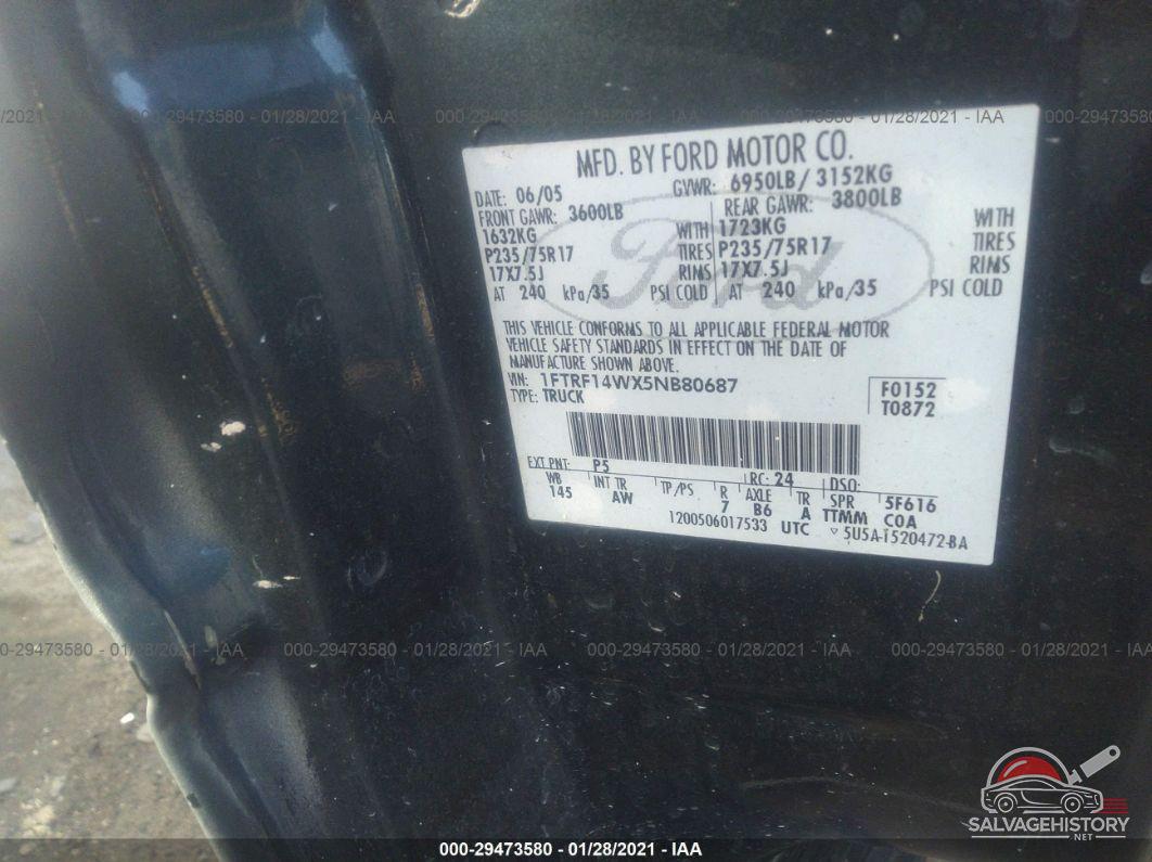 1FTRF14WX5NB80687 2005 FORD F-150 photo no. 9