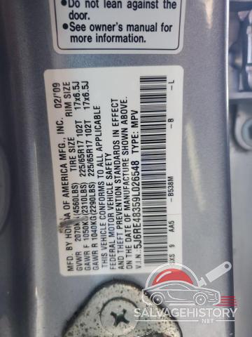 5J6RE48359L026548 2009 HONDA CRV photo no. 13