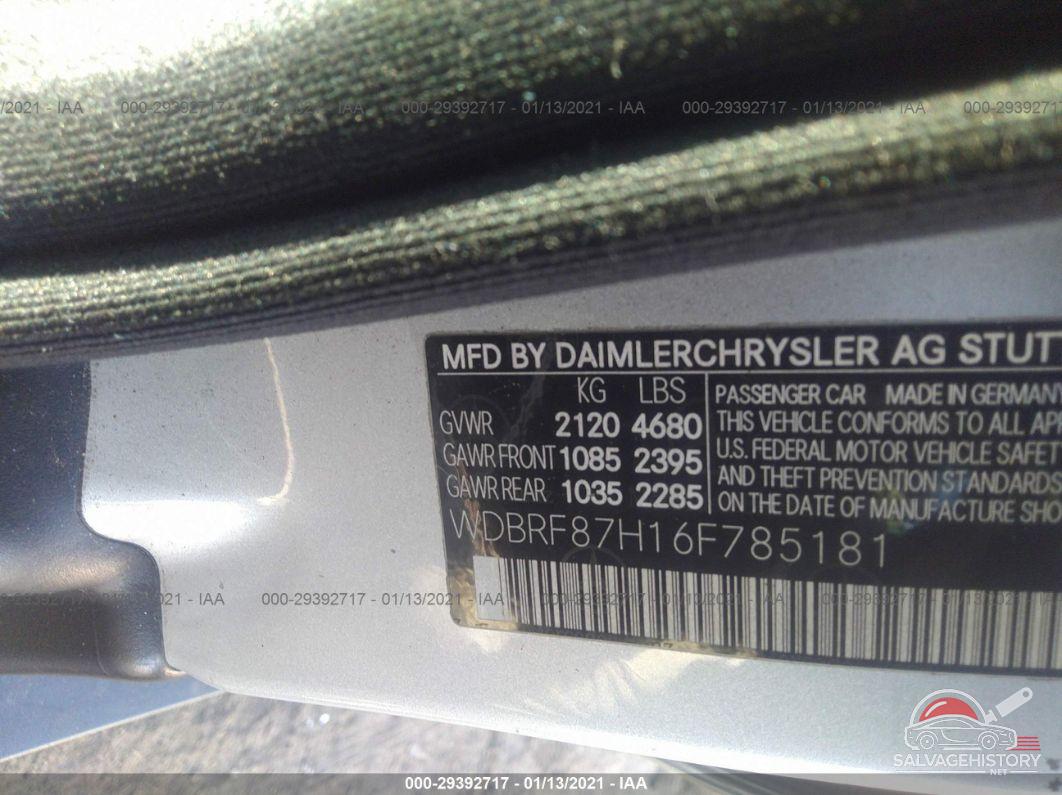 WDBRF87H16F785181 2006 MERCEDES-BENZ C-CLASS photo no. 9