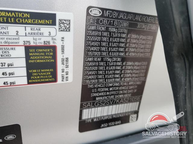 SALGS2SV7KA521056 2019 LAND ROVER RANGEROVER photo no. 14