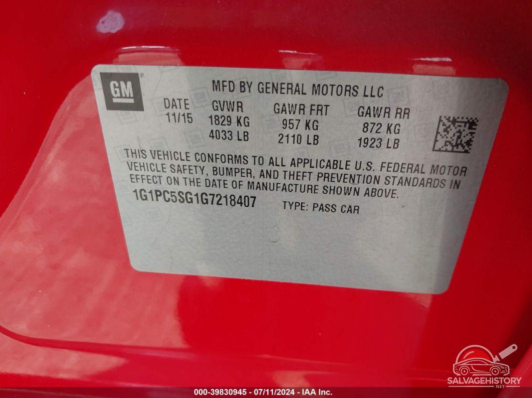 1G1PC5SG1G7218407 2016 CHEVROLET CRUZE LIMITED photo no. 9