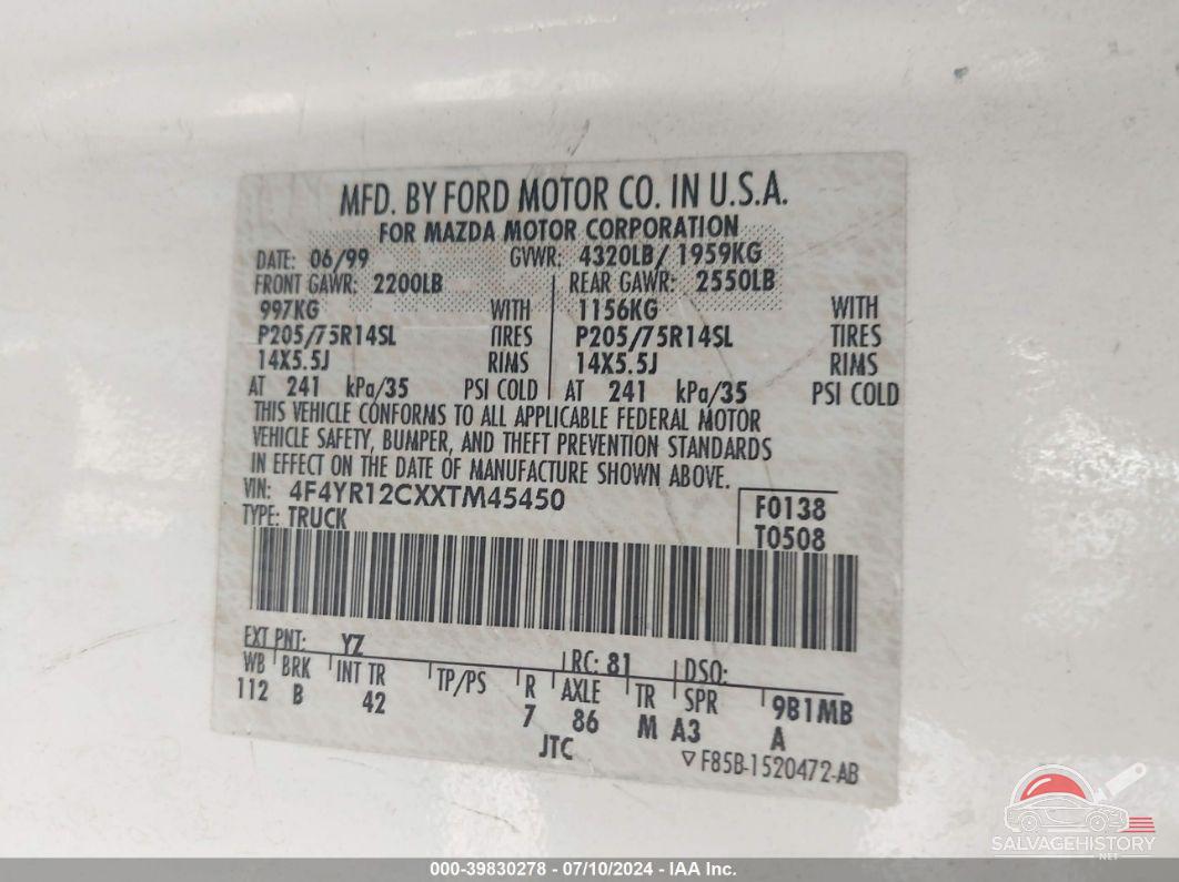 4F4YR12CXXTM45450 1999 MAZDA B2500 photo no. 9