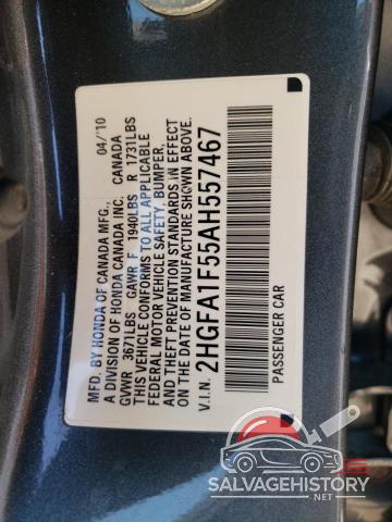 2HGFA1F55AH557467 2010 HONDA CIVIC photo no. 13