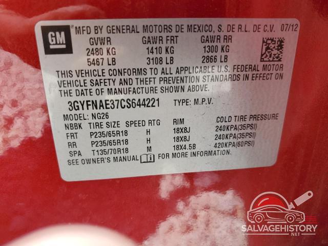 3GYFNAE37CS644221 2012 CADILLAC SRX photo no. 12