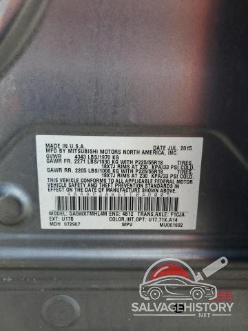 4A4AP3AW6FE046005 2015 MITSUBISHI OUTLANDER photo no. 14