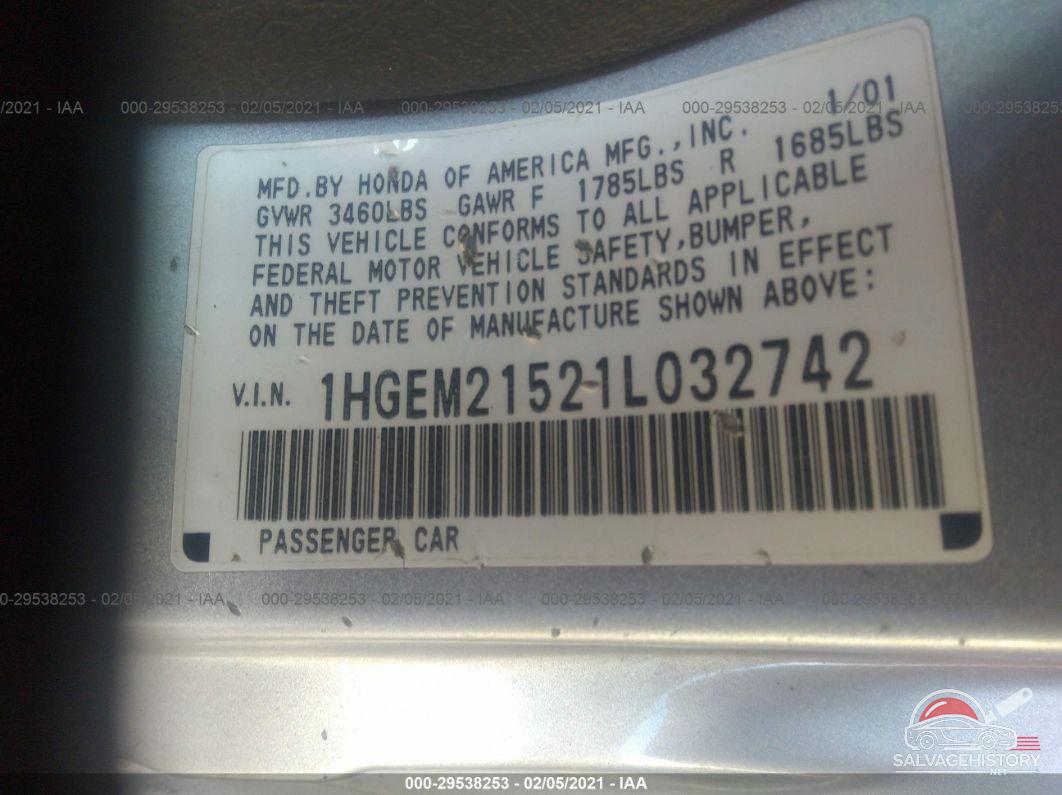 1HGEM21521L032742 2001 HONDA CIVIC photo no. 9