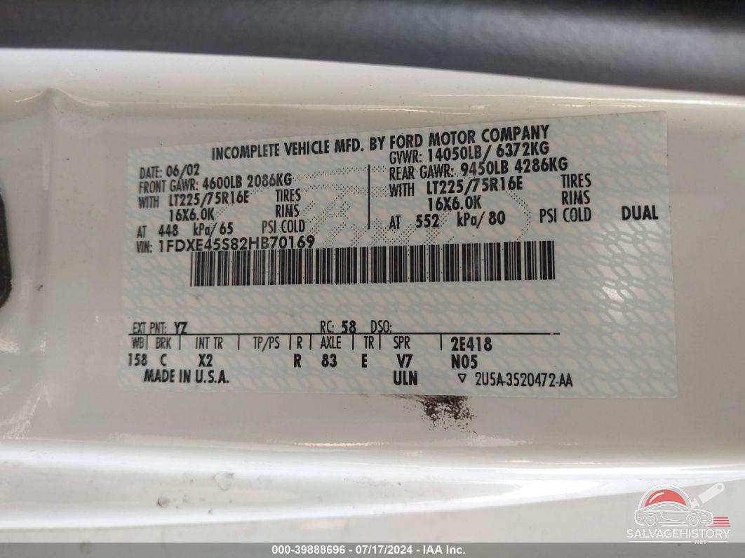 1FDXE45S82HB70169 2002 FORD ECONOLINE COMMERCIAL CUTAWAY photo no. 8