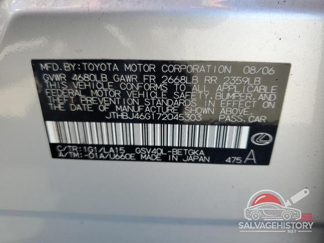 JTHBJ46G172045303 2007 LEXUS ES350 photo no. 12