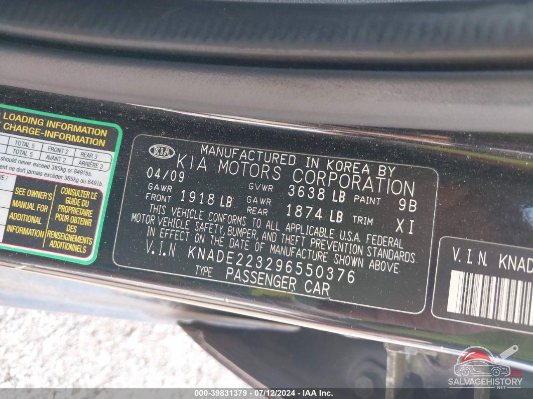 KNADE223296550376 2009 KIA RIO photo no. 9