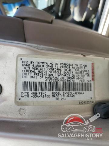 JT2BG22K4W0259770 1998 TOYOTA CAMRY photo no. 12