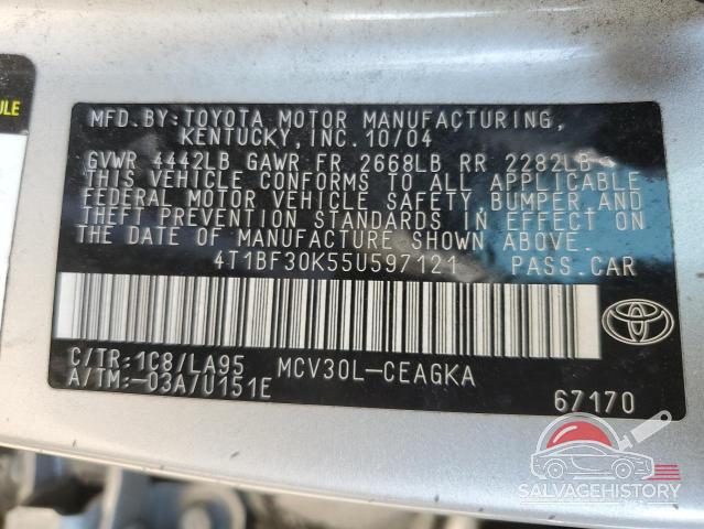 4T1BF30K55U597121 2005 TOYOTA CAMRY photo no. 12