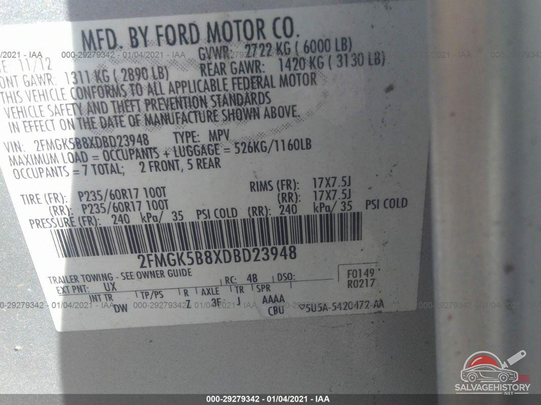 2FMGK5B8XDBD23948 2013 FORD FLEX photo no. 9