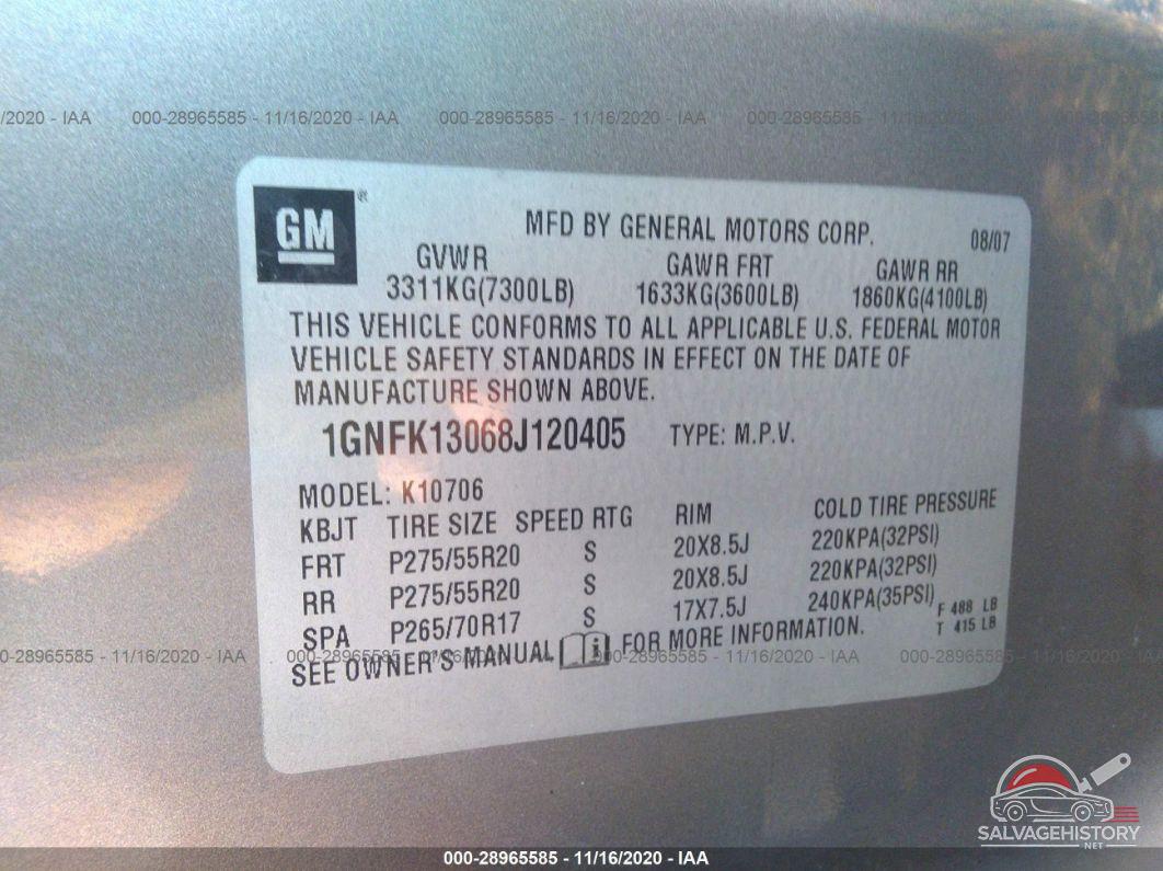 1GNFK13068J120405 2008 CHEVROLET TAHOE photo no. 9