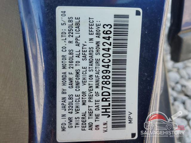 JHLRD78894C042463 2004 HONDA CRV photo no. 13