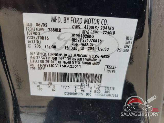 1FMYU03116KA25011 2006 FORD ESCAPE photo no. 13