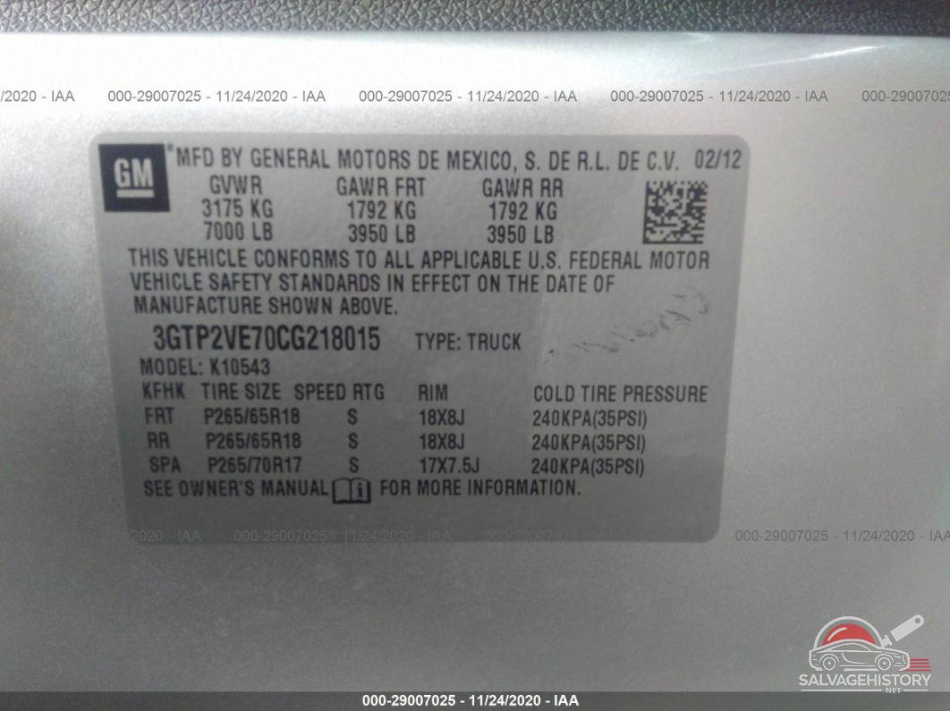 3GTP2VE70CG218015 2012 GMC SIERRA 1500 photo no. 9